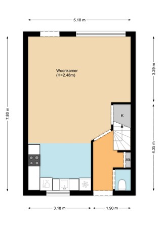 Floorplan - Portelstraat 62, 1445 LB Purmerend